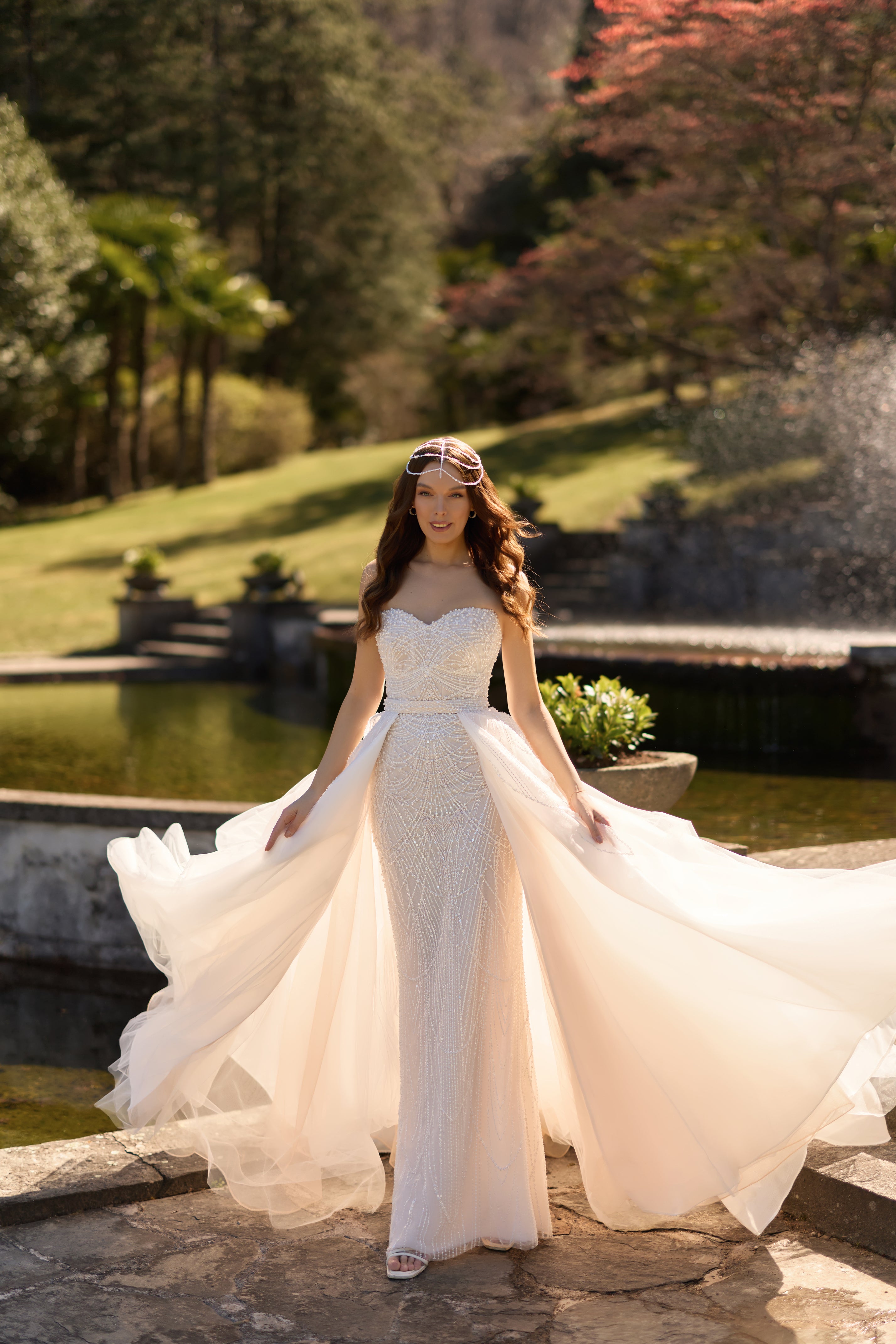 Lena-beaded-mermaid-wedding-dress-with-detachable-overskirt-strapless