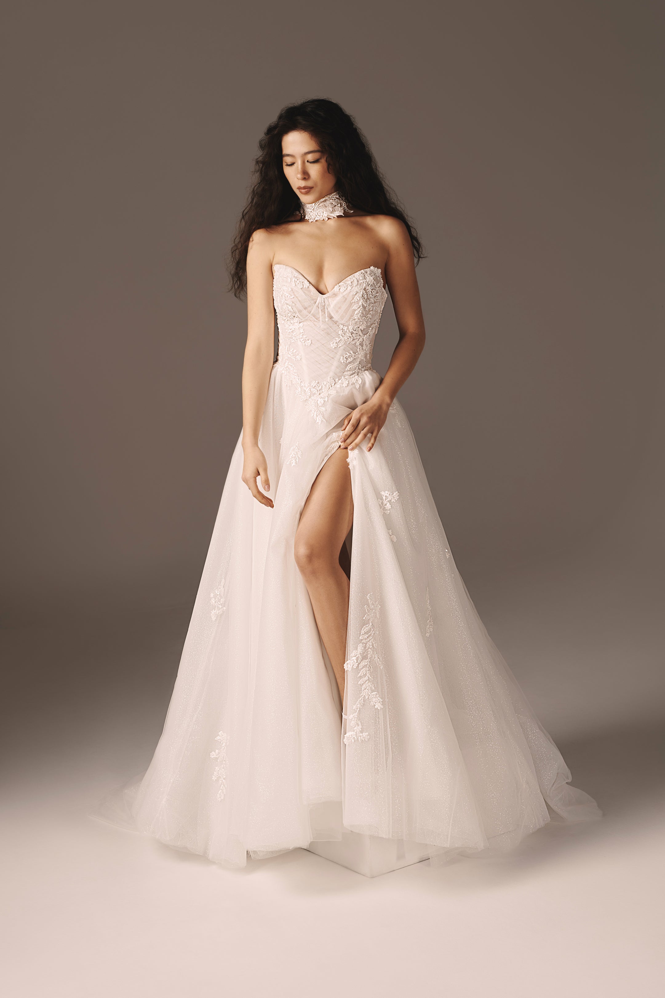 Indila | Sparkling Glitter Mesh Princess Gown with Slit | Victoria Soprano Group Indila | Sparkling Glitter Mesh Princess Gown with Slit | Victoria Soprano Group