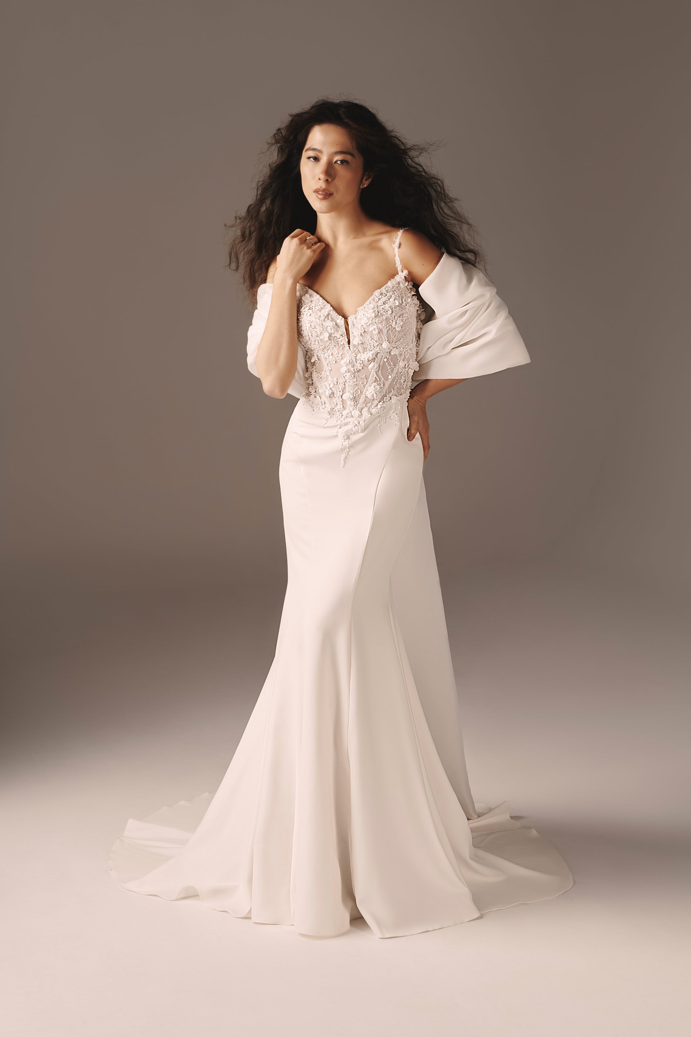 crepe mermaid dress Long-Sleeved Crepe Mermaid Dress Lilac / FR 48