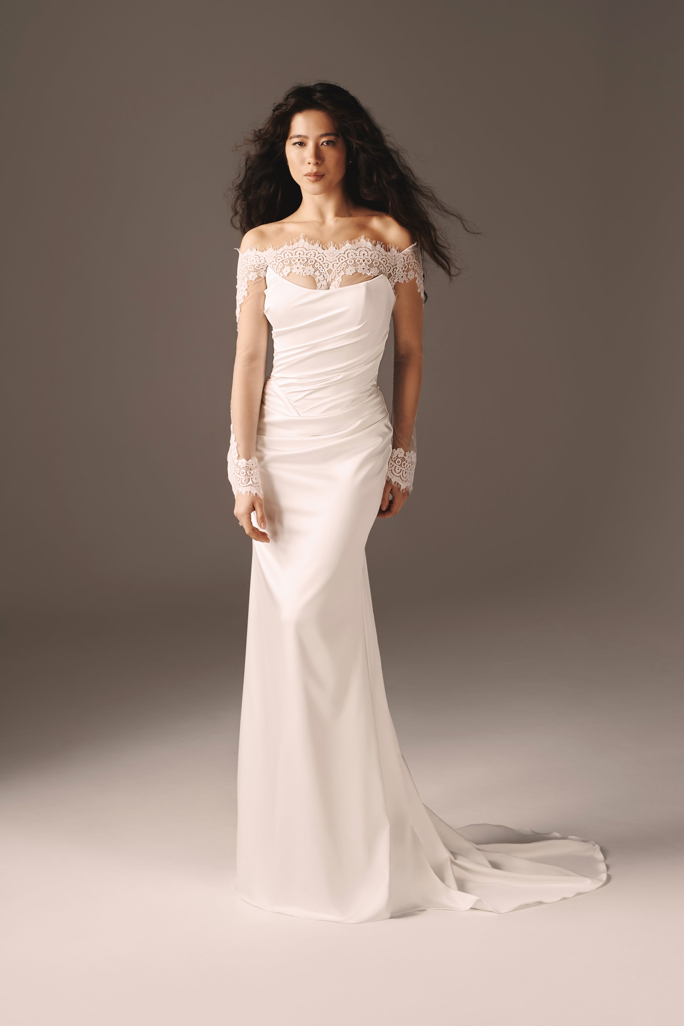 Joli | Premium Satin Mermaid Dress with Draping & Modesty Bodysuit