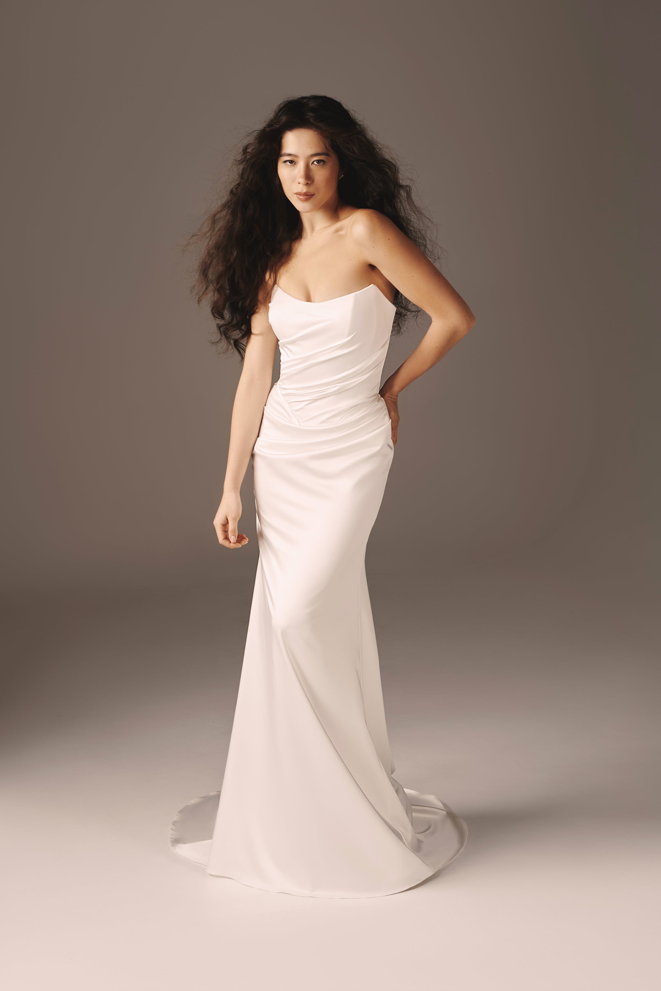 Joli | Premium Satin Mermaid Dress with Draping & Modesty Bodysuit