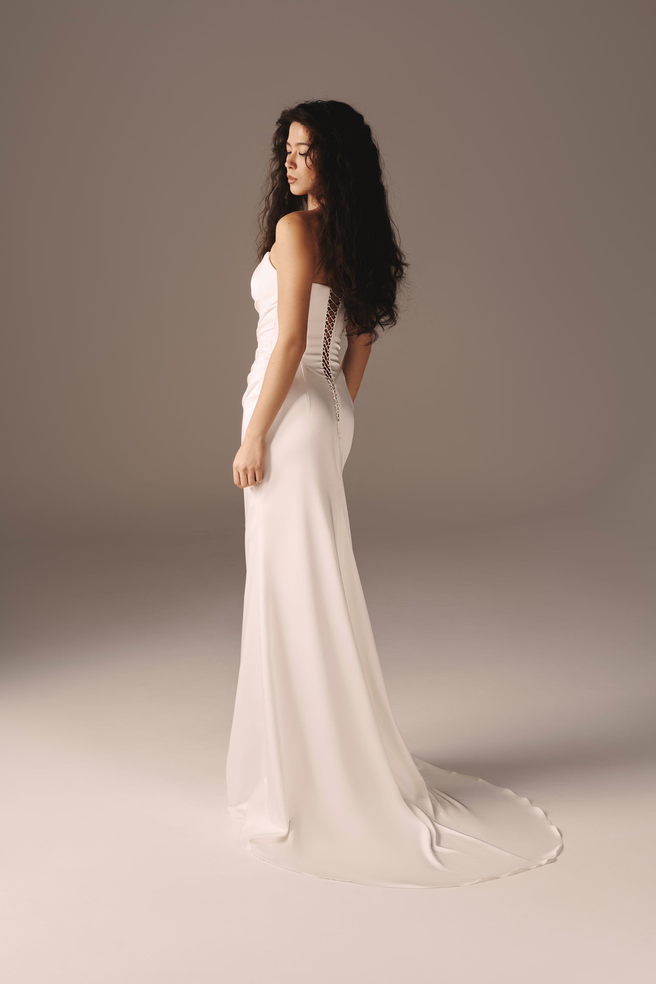 Joli | Premium Satin Mermaid Dress with Draping & Modesty Bodysuit