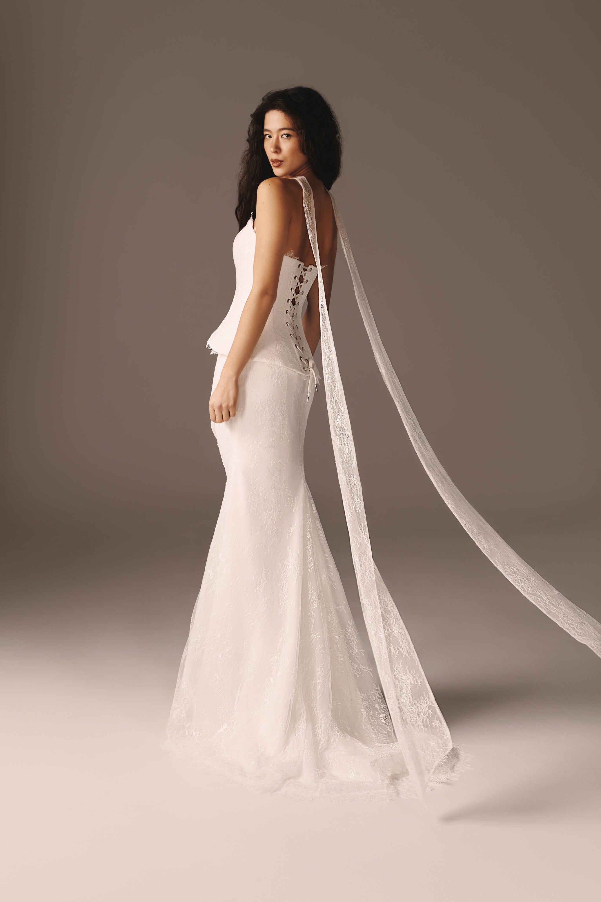 Emilie | Two-Piece French Chantilly Lace Set (Corset & Mermaid Skirt)