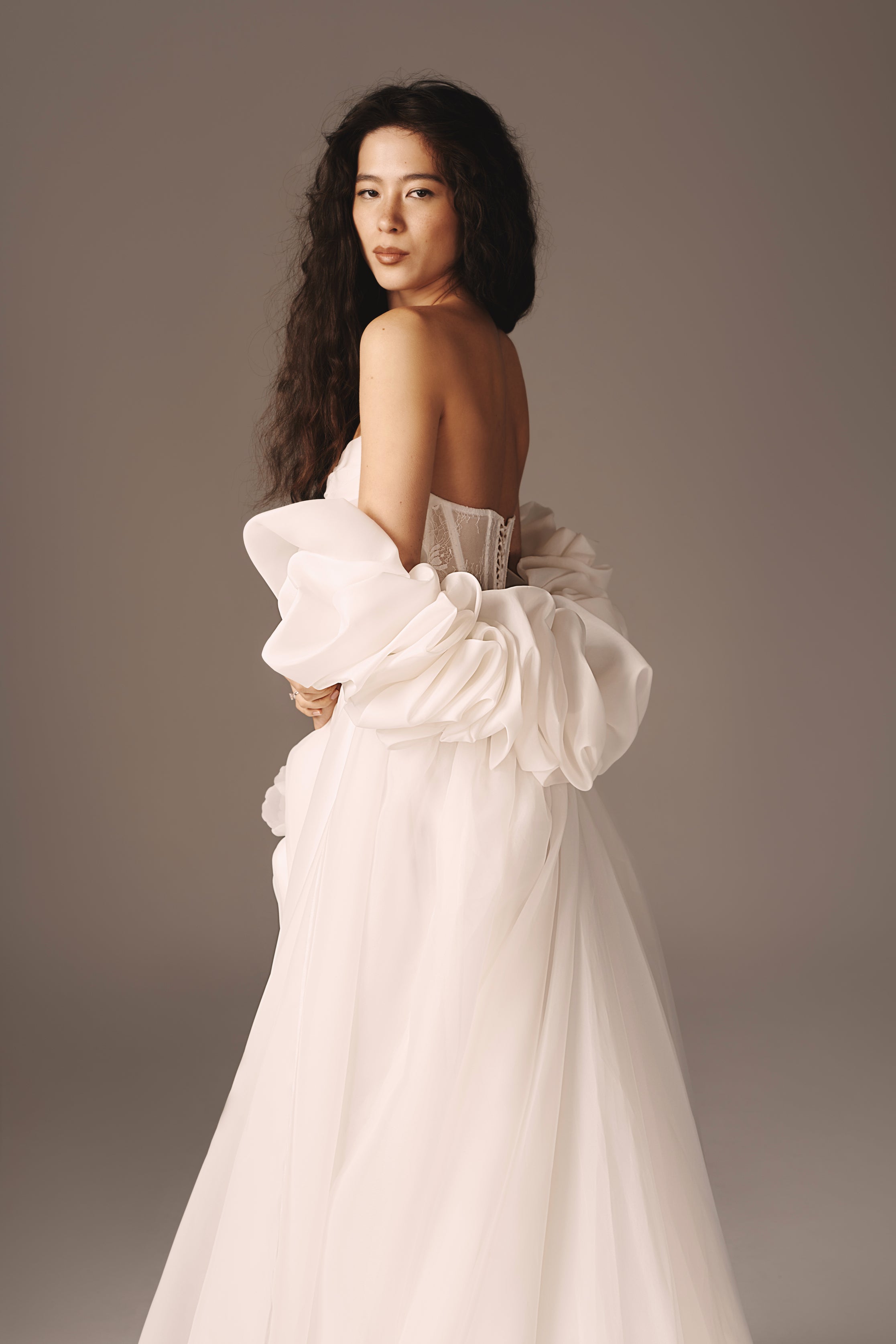 Clara | Transformable Organza A-Line Gown with Cape & Slit